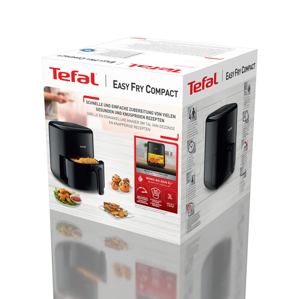 EAN 3045387291020 - Tefal Easy Fry EY145810 freidora Sencillo 3 L Independiente 1300 W Freidora de aire caliente Negro imagen 13
