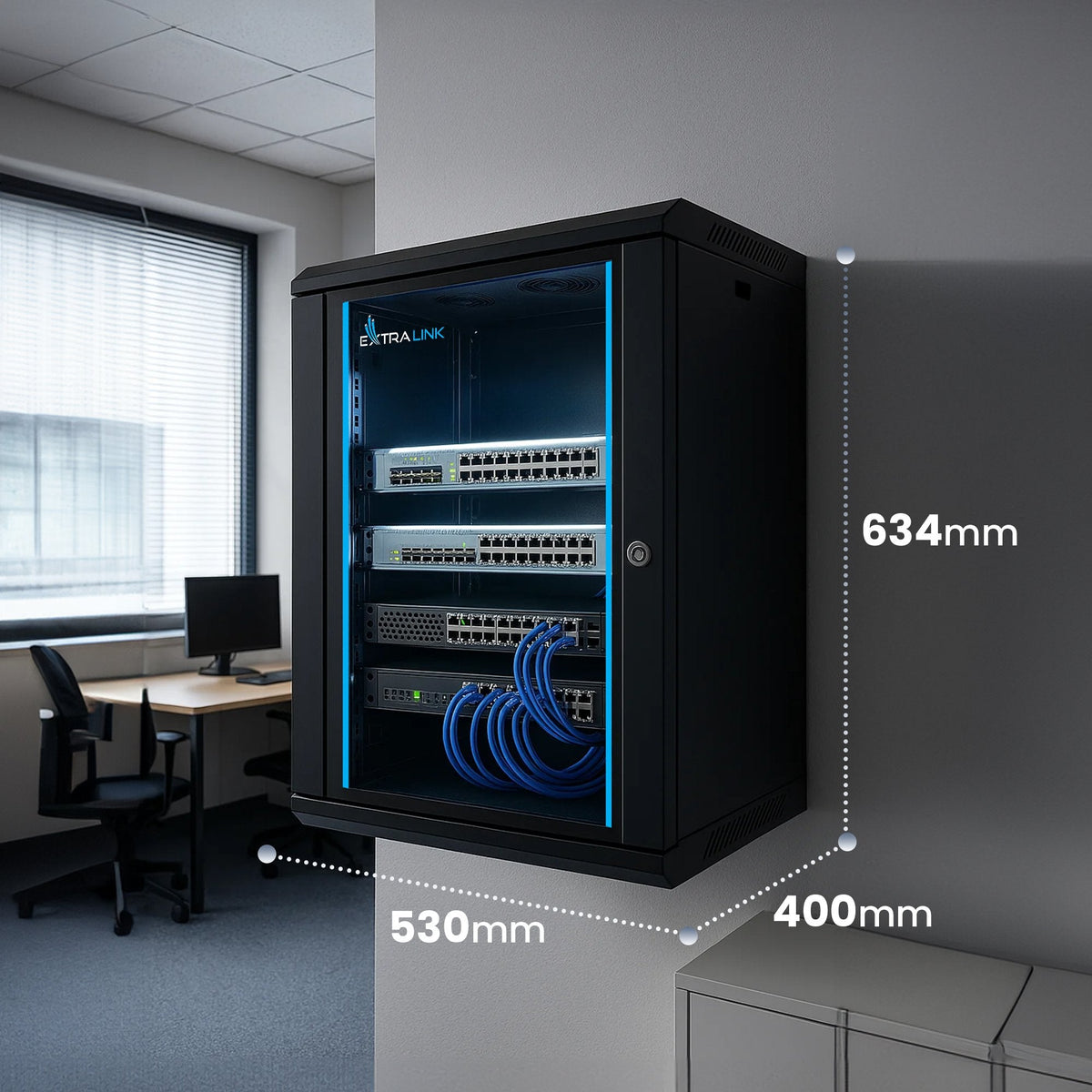 Lite 12u 530x400 Negro Rack-Armario Zur Montaje En Pared, Bandeja De Rack Im Lieferumfang Enthalten