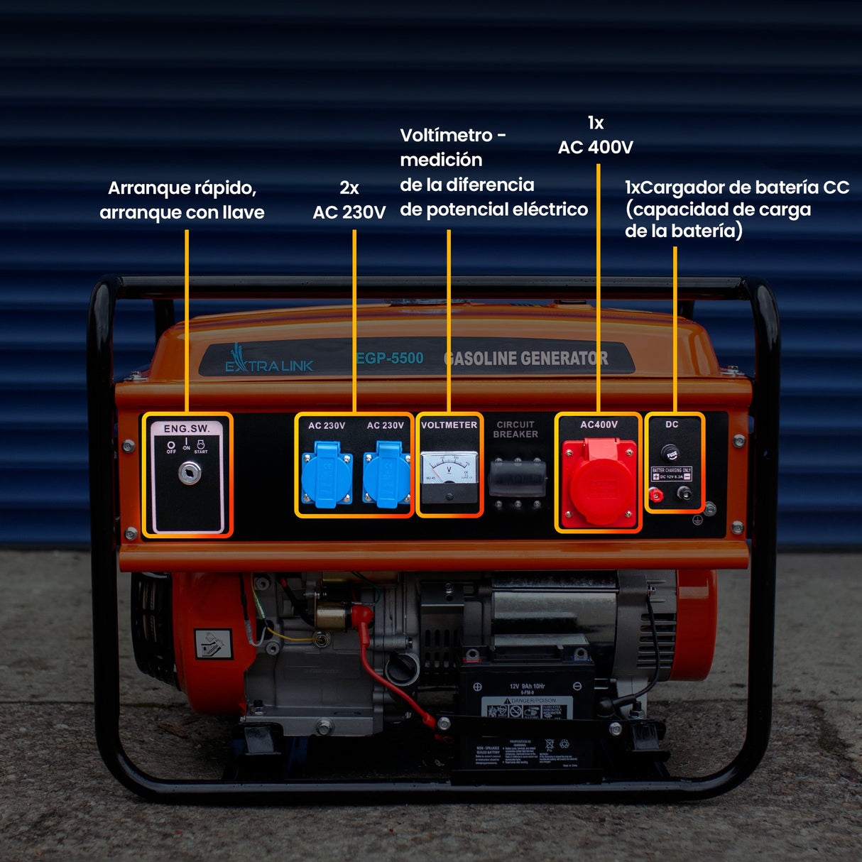 EAN 5905090330356 - Extralink EX.30356 motor-generador 5000 W 25 L Negro, Naranja imagen 21