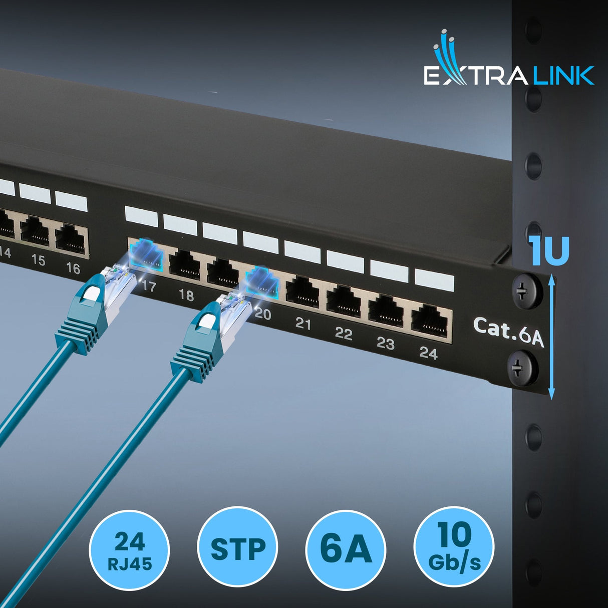 Extralink Cat6a Stp Patch Panel 24 Port - Cable - Cat 6a