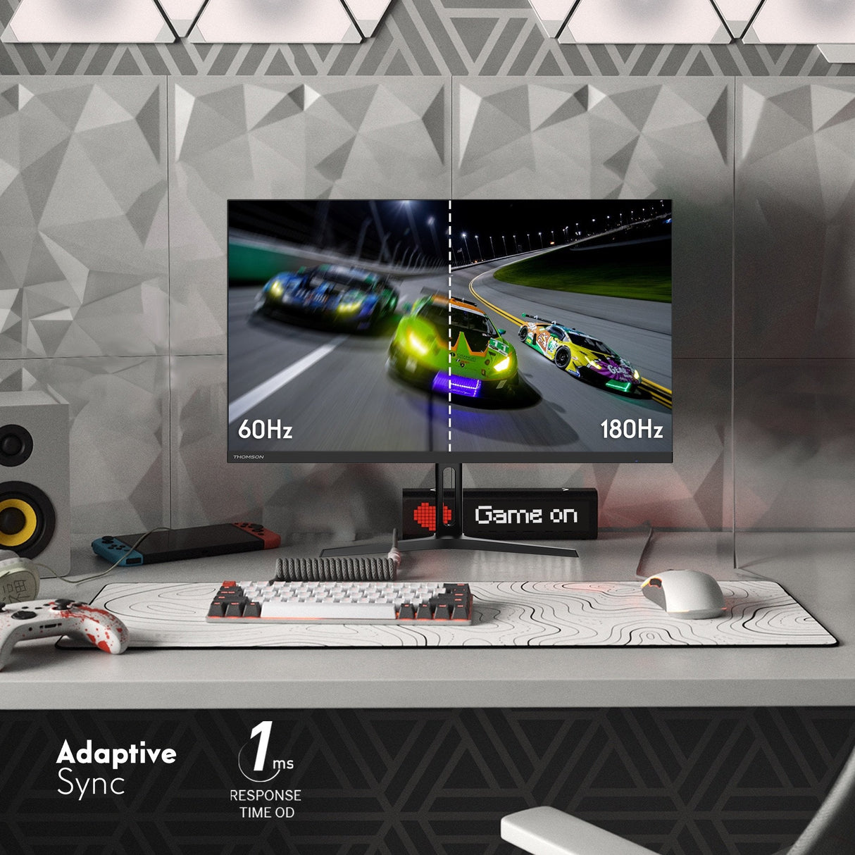 Monitor Thomson Gaming 24"Fhd 1920x1080 180hz 1ms 2*Hdmi/1*Dp Negro