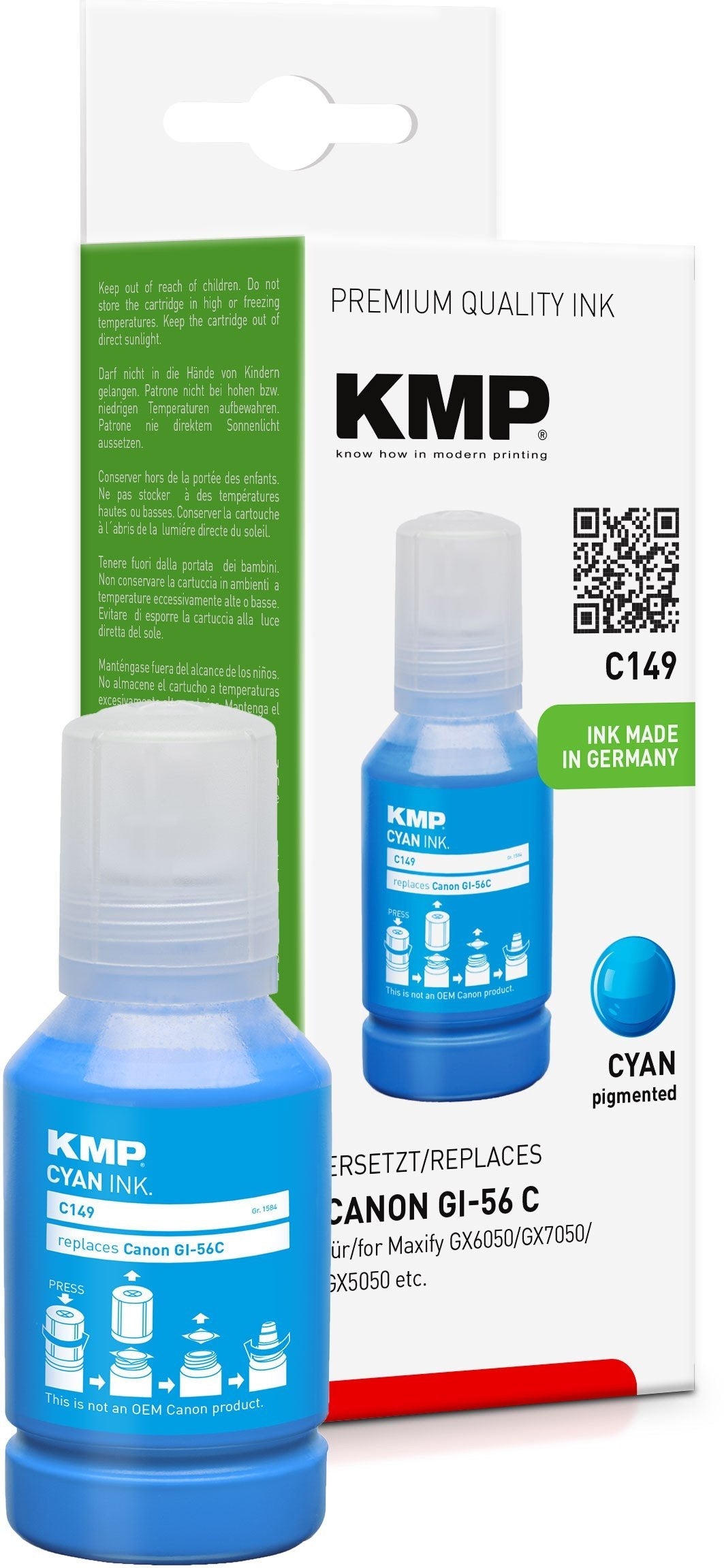 Kmp Cartucho Canon Maxify Gi56c Cyan 14000 Copias C149 Compatible