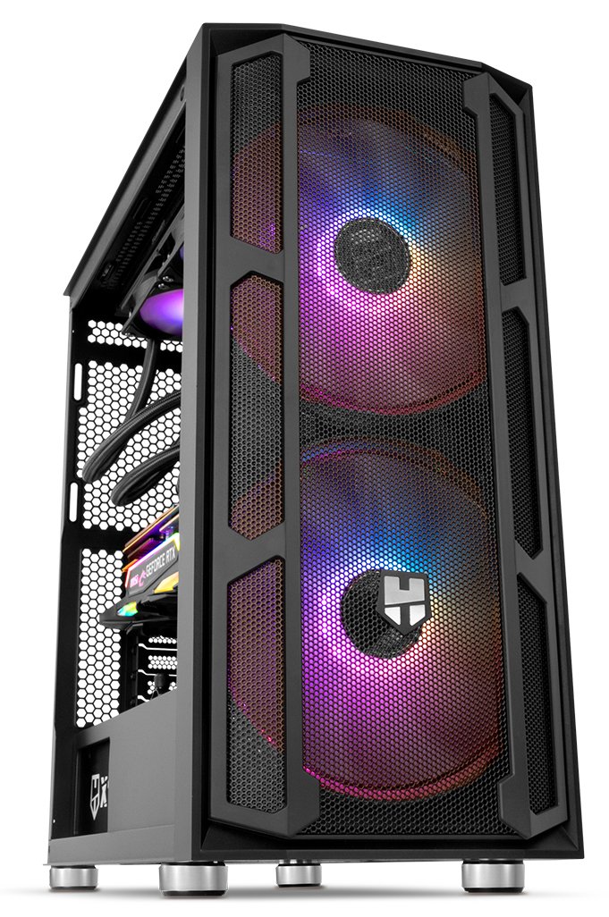 Caja Pc Nox Torre Atx Hummer Nova Argb 2xven 200mm Argb/Control Led/Lateralcristaltemplad Nxhummernova