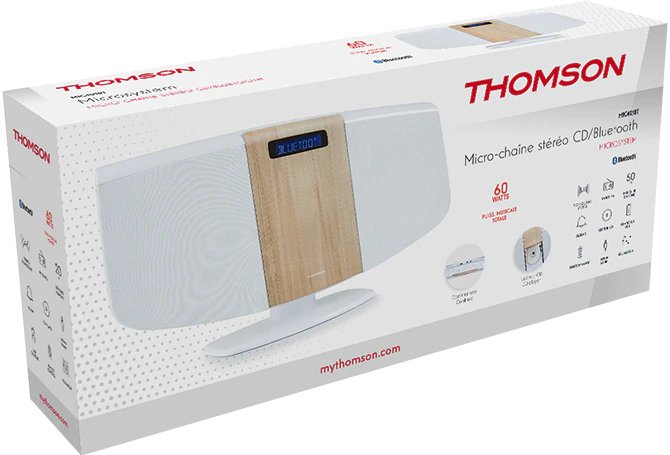 Thomson Micro Sound System Bt Cd/Mp3/Usb White Wood Finish Mic401bt