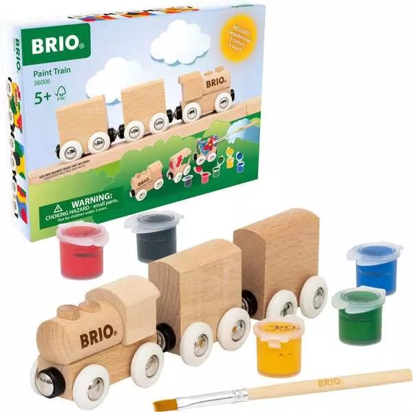 Brio - 36006 Tren De Madera Para Pintar | Tren De Juguete De Madera Diy Personalizable