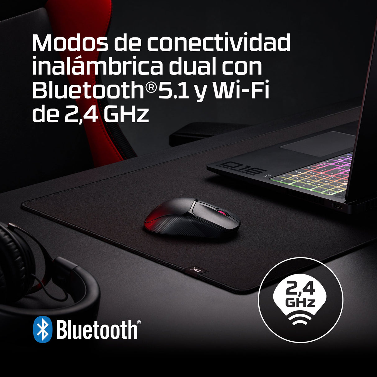 EAN 0198122802449 - HyperX Pulsefire Fuse Wireless Gaming Mouse ratón Juego Ambidextro RF Wireless + Bluetooth Óptico 12000 D imagen 4
