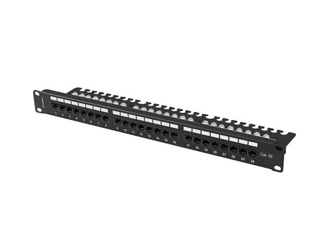 Lanberg Patch Panel 24 Port 1u 19" Cat.5e Utp With Cable Organizer Black