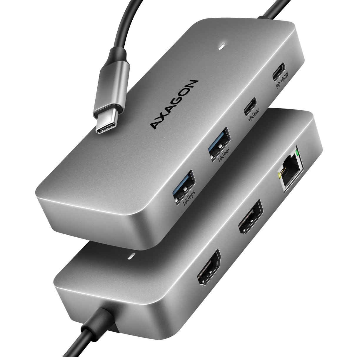 EAN 8595247909305 - Axagon HUB USB HMC-CUB83X2, USB 10Gbps hub, 2x USB-A, USB-C, HDMI & DP 4k/144Hz, RJ-45 GLAN, PD 100W, kab imagen 1