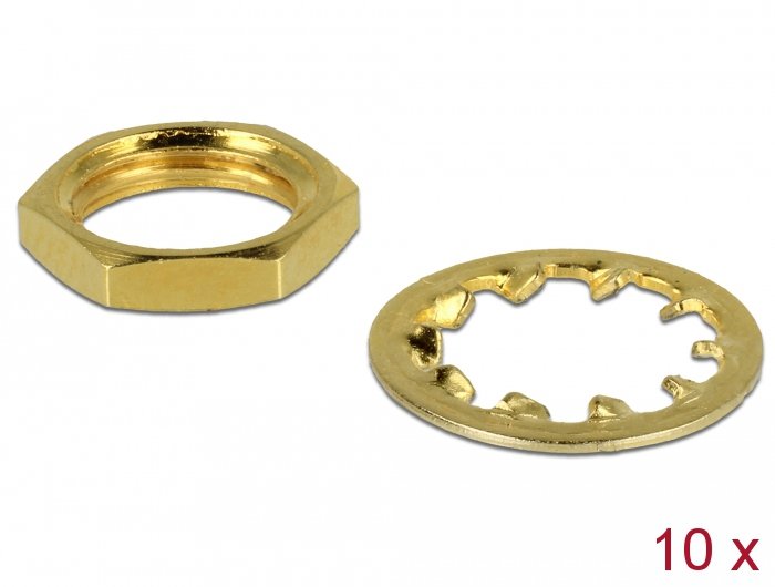 Delock 89483 Tuerca Y Anillo De Bloqueo Para Mamparo Hembra Sma Y Rp-Sma 10 Unidades