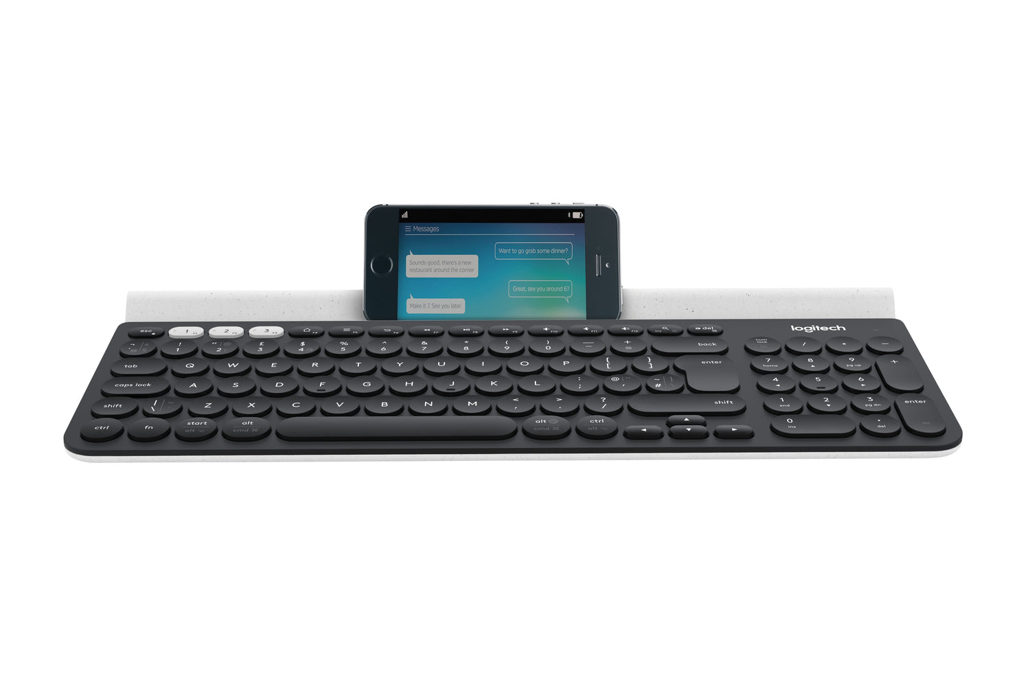 Teclado Alemán Logitech K780 Multi-Device Wireless Keyboard Rf Wireless + Bluetooth Qwertz Gris, Blanco