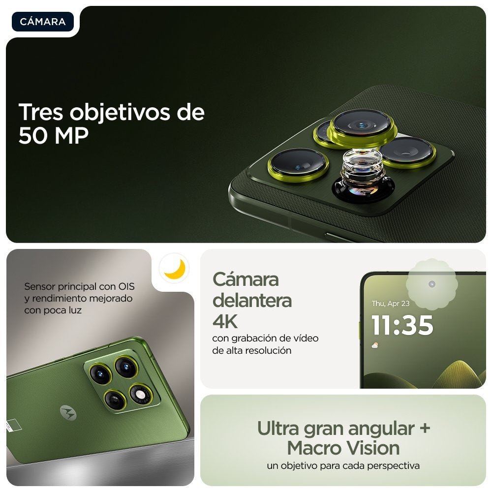 Smartphone Motorola Edge 70 17 Cm (6.7") Dual Sim Android 16.0 5g Usb Type-C 12 Gb 512 Gb 4800 Mah Green