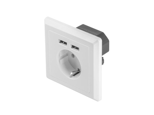 Roseta De Pared Lanberg Ac-Ws01-Usb2-F Con Toma Schuko 16a Y 2 Puertos Usb 2.1a Color Blanco