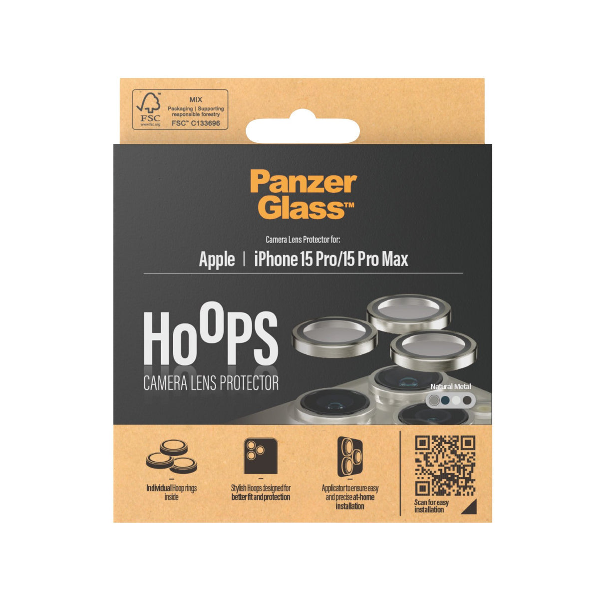 EAN 5711724011955 - PanzerGlass ® Hoops® Metal Camera Lens Protector Natural iPhone 15 Pro | 15 Pro Max Protector de pantalla imagen 3
