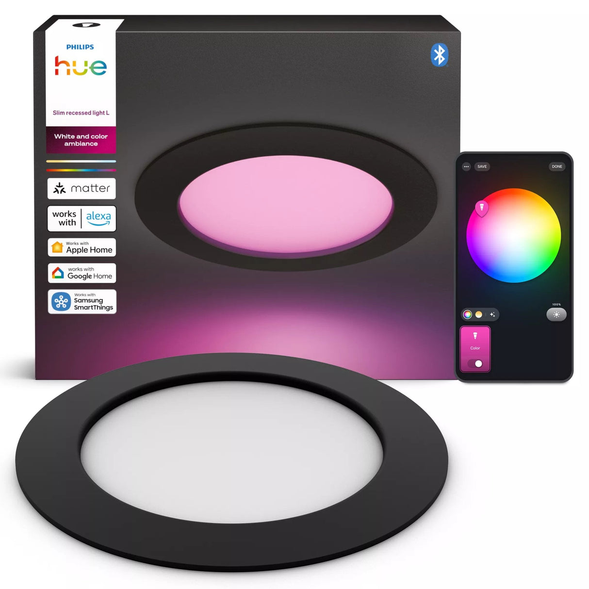 Philips Hue White&Col. Amb. Slim Recessed Light L Emea-Black