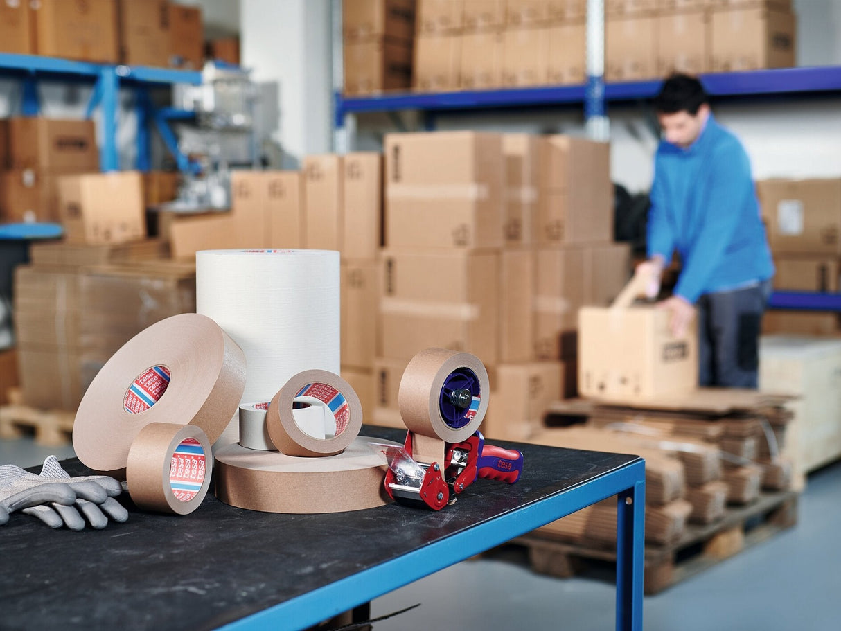 Tesa Cinta De Embalaje Tesapack Estándar Rollo 50mx50mm Papel Adhesivo Blanco