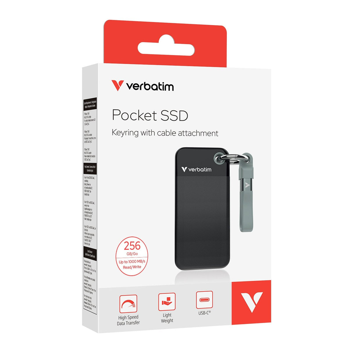 Disco Ssd Externo Verbatim Pocket - 256go (Negro/Gris)