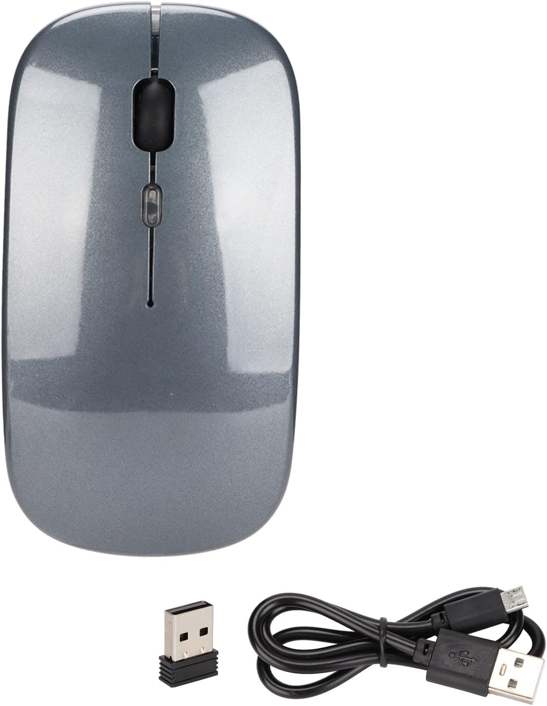 Raton Inalámbrico Recargable 2 En 1 Bluetooth + Usb 2.4g 1600 Dpi Ergonómico Gris