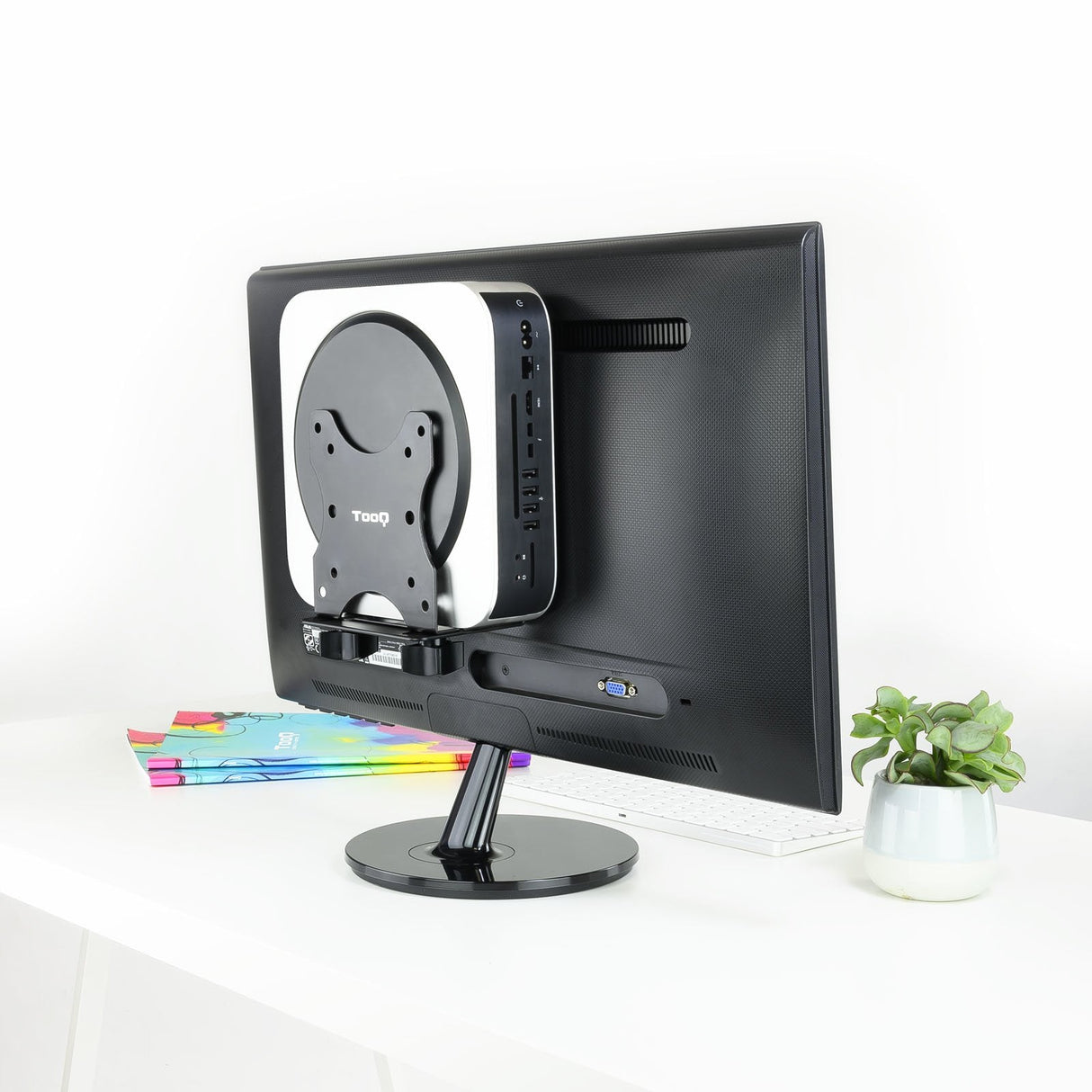 Tooq Soporte Vesa Para Mini Pc - 4 Opciones De Instalacion - Peso Max 5kg - Vesa 100x100 - Negro