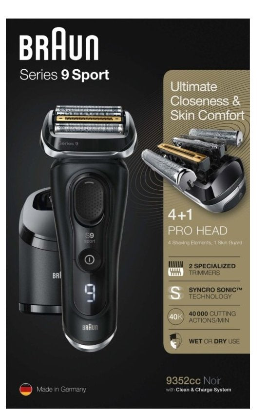 Braun Series 9 9352cc Sport Máquina De Afeitar De Láminas Recortadora Negro, Gris