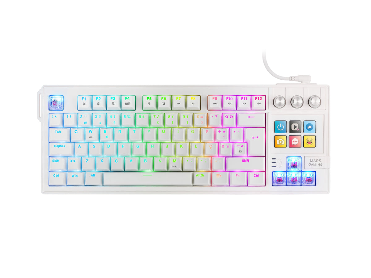 Teclado Gaming Mecánico Mars Gaming Mk-Master Switch Rojo Blanco Incluye Smartdeck