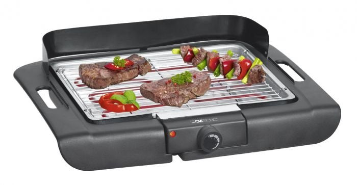 Parrilla De Mesa Clatronic Barbacoa Bq 3507, Parrilla Eléctrica (Negro, 2.000 Vatios)