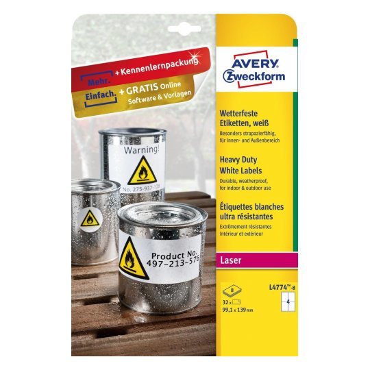 EAN 4004182076026 - Avery L4774-8 etiqueta de impresora Blanco Etiqueta para impresora autoadhesiva imagen 2