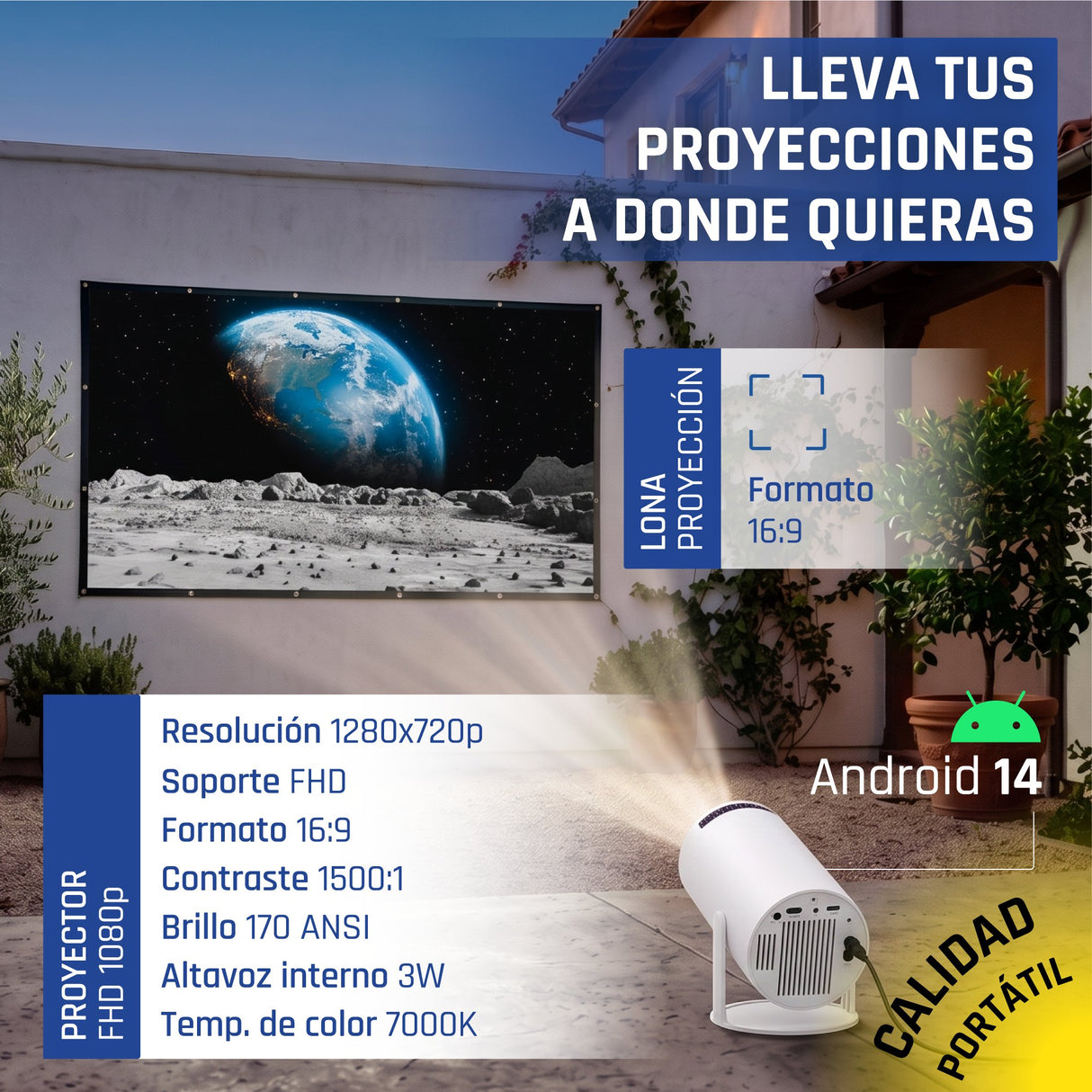 EAN 2528112316195 - iggual MP720p + ECO-COST 100" 120 lúmenes ANSI 720p (1280x720) Blanco imagen 3