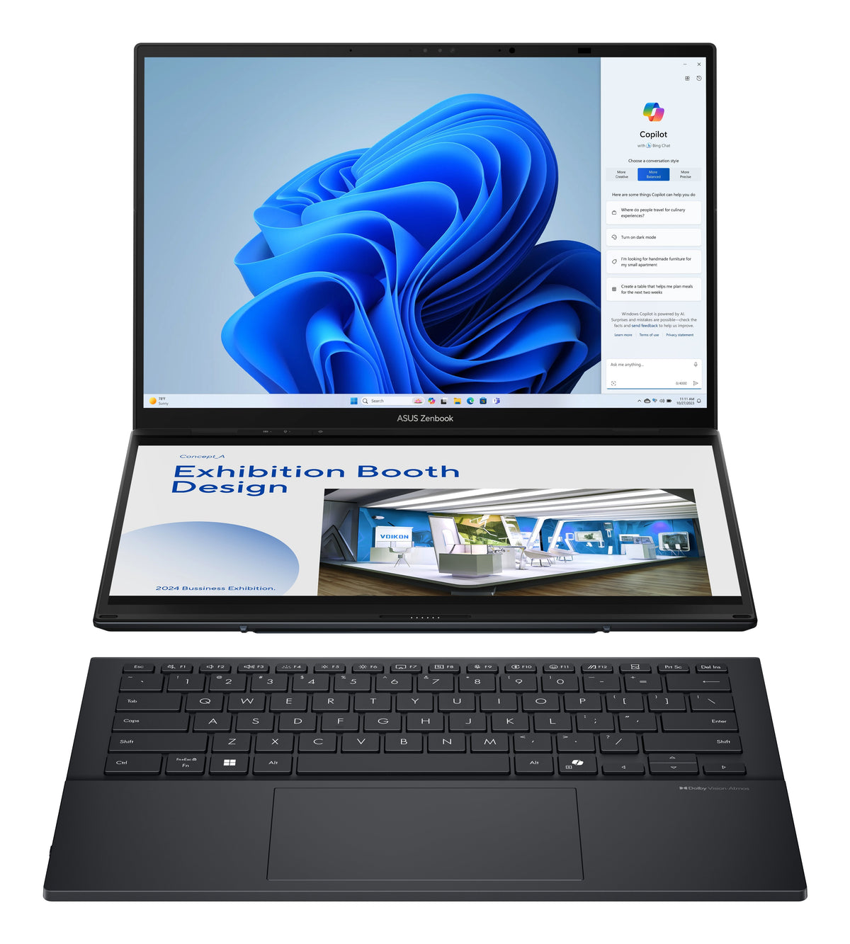 Portátil Asus Zenbook Duo Ux8406ca-Ql335w, Intel Core Ultra 7 255h, 32gb, 1tb Ssd, 14" Oled, W11 - Gris