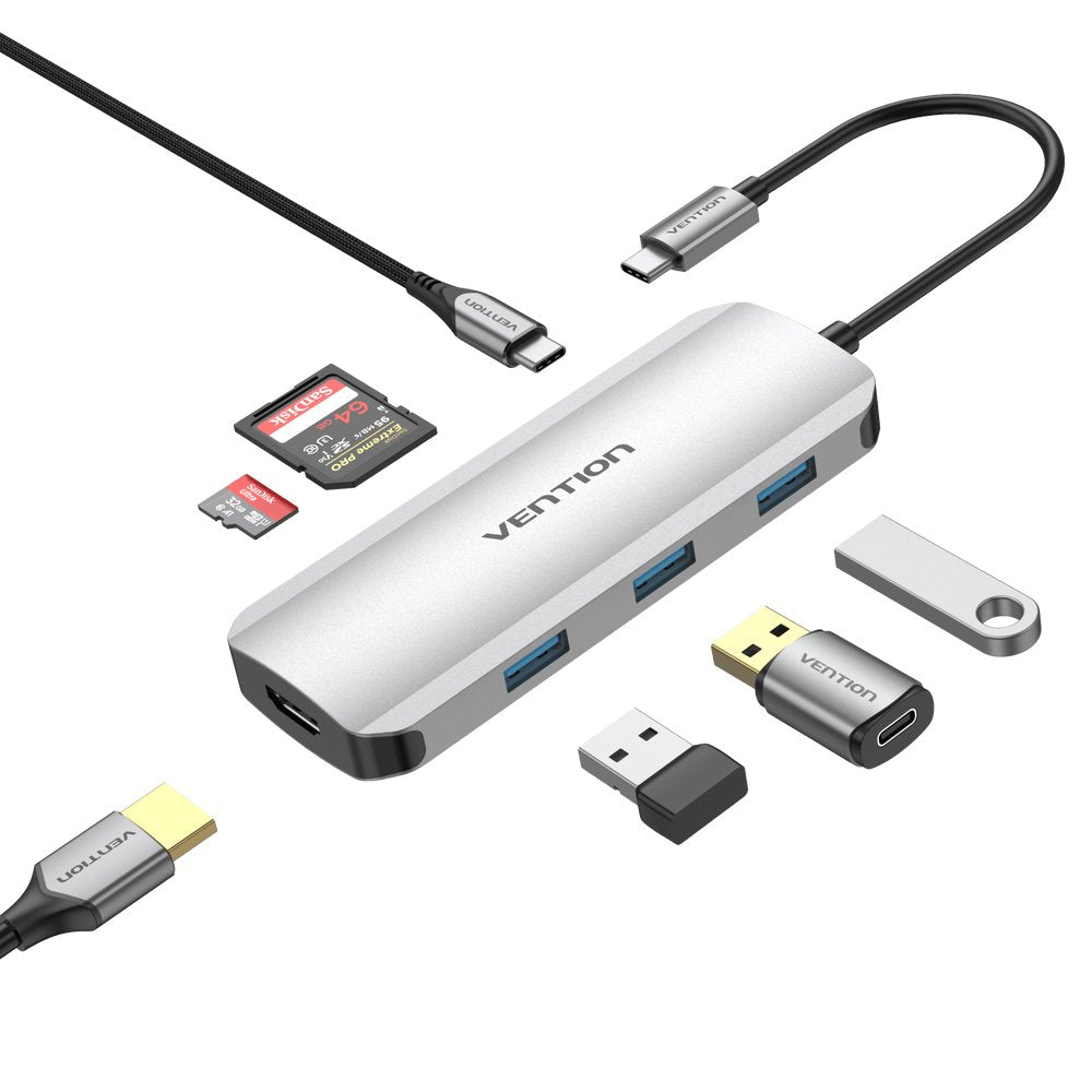 EAN 6922794756816 - Vention TOJHB base para portátil y replicador de puertos Alámbrico USB 3.2 Gen 1 (3.1 Gen 1) Type-C Gris, imagen 1