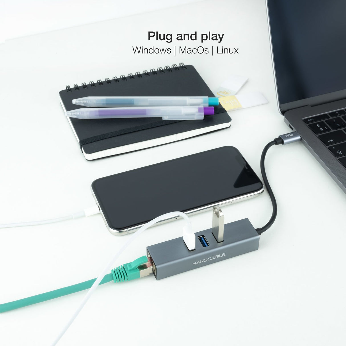 EAN 8433281011472 - Nanocable 10.03.0408 base para portátil y replicador de puertos Alámbrico USB 3.2 Gen 1 (3.1 Gen 1) Type- imagen 4