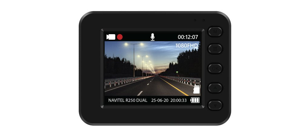 Dashcam Dual Navitel R250 Con Cámara Retrovisor Adicional