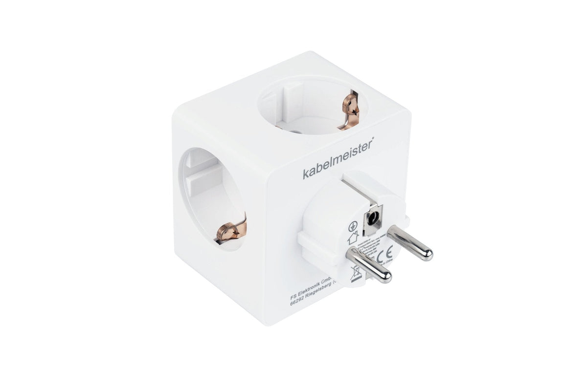Enchufe Cubo Good Connections Kabelmeister De 3 Vías, 2x Usb, Regleta Blanca, 1x Usb-C Pd 3.0 20w, 1x Usb-A 18w Sw01-W