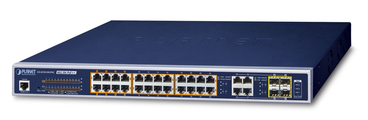 Planet Gs-4210-24up4c Switch Gestionado L2/L4 Gigabit Ethernet (10/100/1000) Negro 1u Energía Sobre Ethernet (Poe)