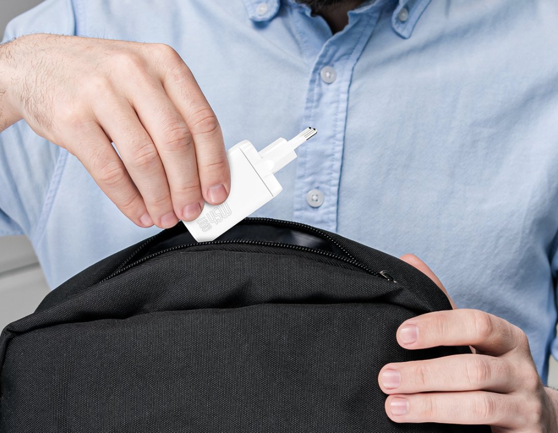 Cargador 4smarts Pdplug Dual 45w Gan 2c Blanco