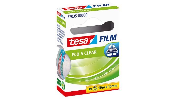 Tesa Eco & Clear, 1 Rollo, 15 Mm, Cinta Adhesiva Transparente, 10 Metros