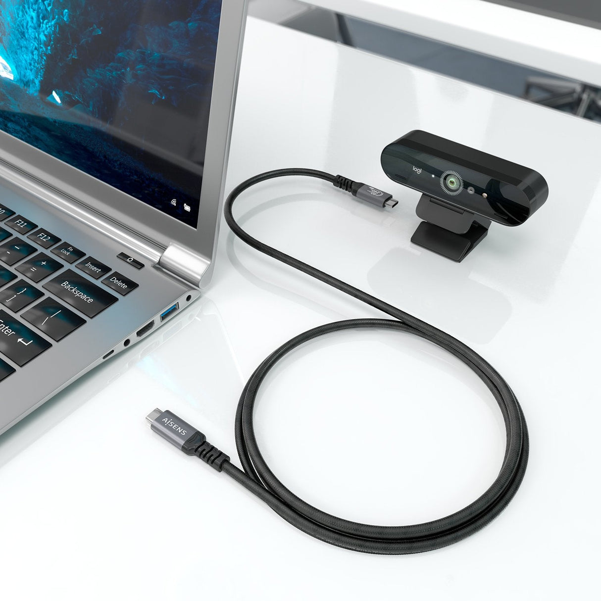 Cable Usb 4.0 Tipo-C Aisens A156-0995 Usb Tipo-C Macho Usb Tipo-C Macho Hasta 240w 40gbps 1.5m Negro