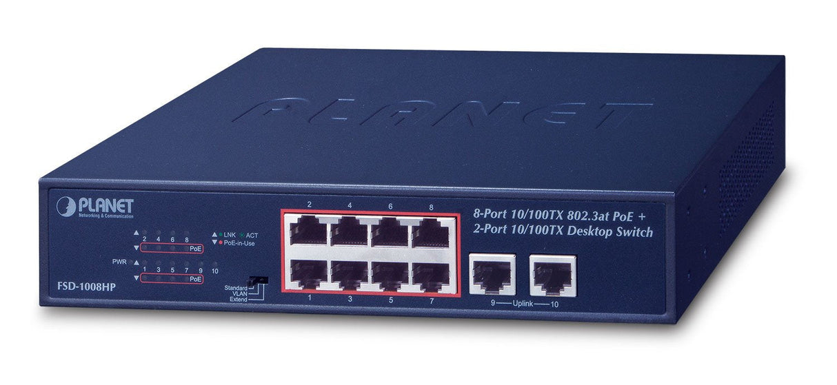 8-Port 10 100tx 802.3at Poe + 2-Port 10 100tx Desktop Switch, 120w Poe Hdget