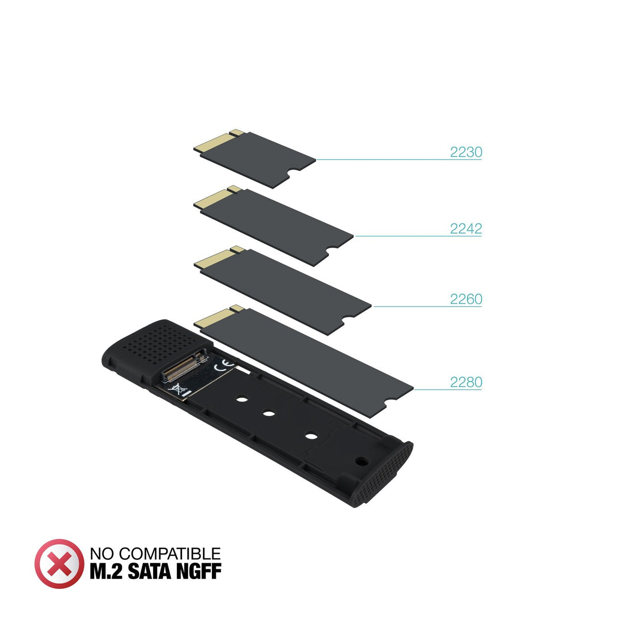 Caja Externa Para Disco Ssd M.2 Nvme Tooq Tqe-2231b Usb 3.1