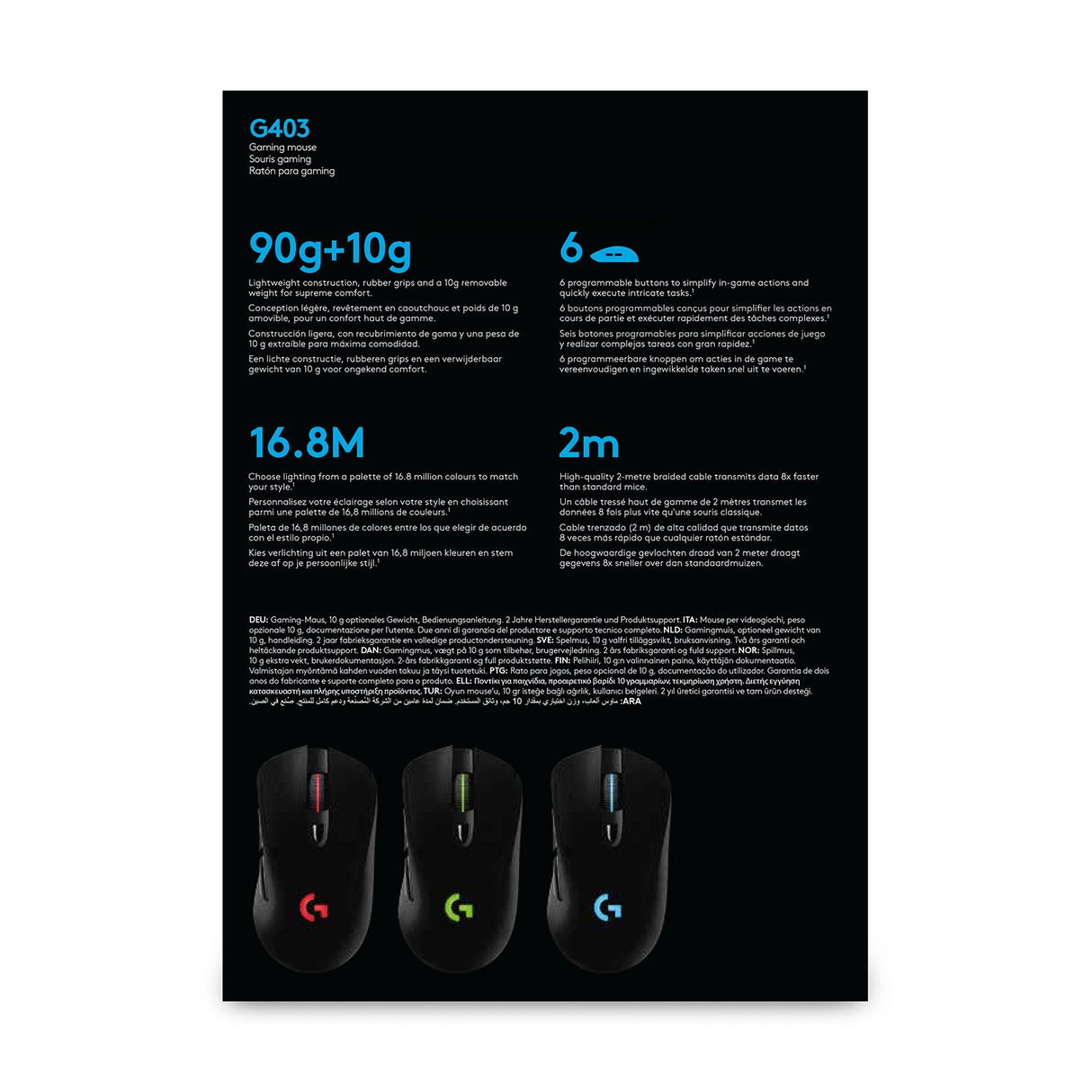 EAN 5099206083394 - Logitech G 910-005633 ratón Juego mano derecha USB tipo A Óptico 25600 DPI imagen 15
