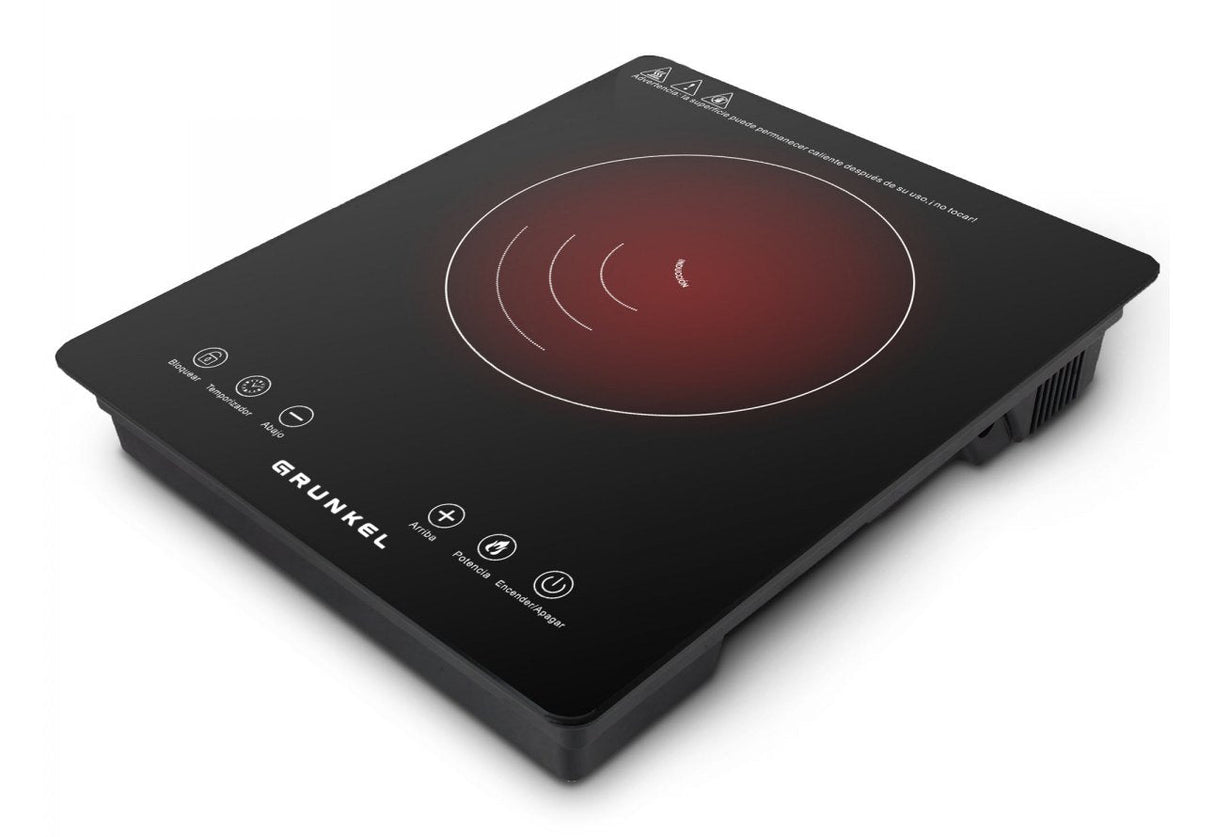 Grunkel Placa De Induccion 2000w Panel Tactil 8 Niveles De Potencia Negro