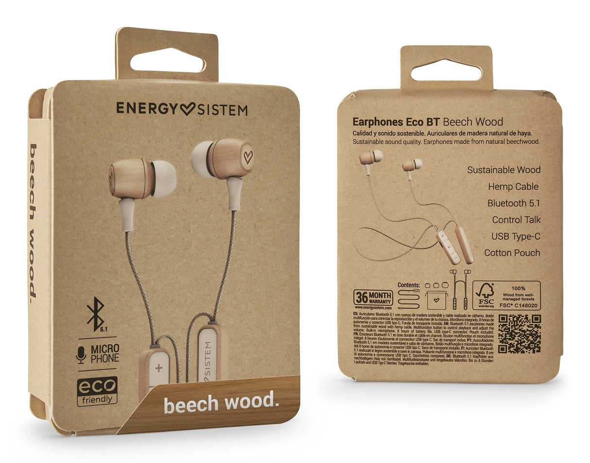EAN 8432426452392 - Energy Sistem Earphones Eco BT Auriculares Inalámbrico Dentro de oído Llamadas/Música Bluetooth Madera imagen 6