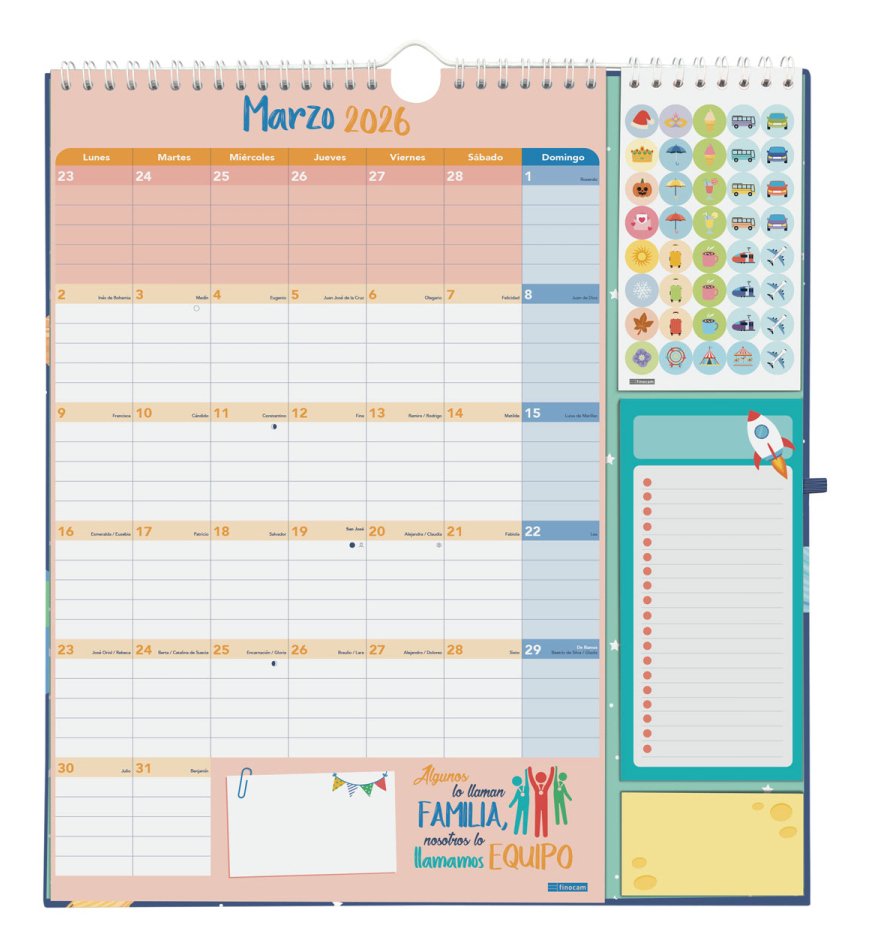Finocam Calendario De Pared Plus 16 Meses 215x325 Mv Familiar 2025-2026