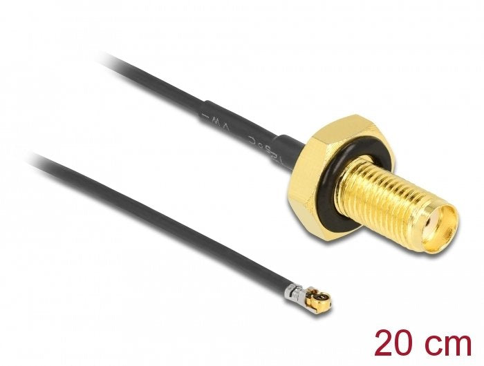 Delock Antennencable Sma Buchse Zum Einbau Zu Mhf 4l Lk Stecker 1.37 20cm Gewindelnge 10mm Spritzwassergeschtzt