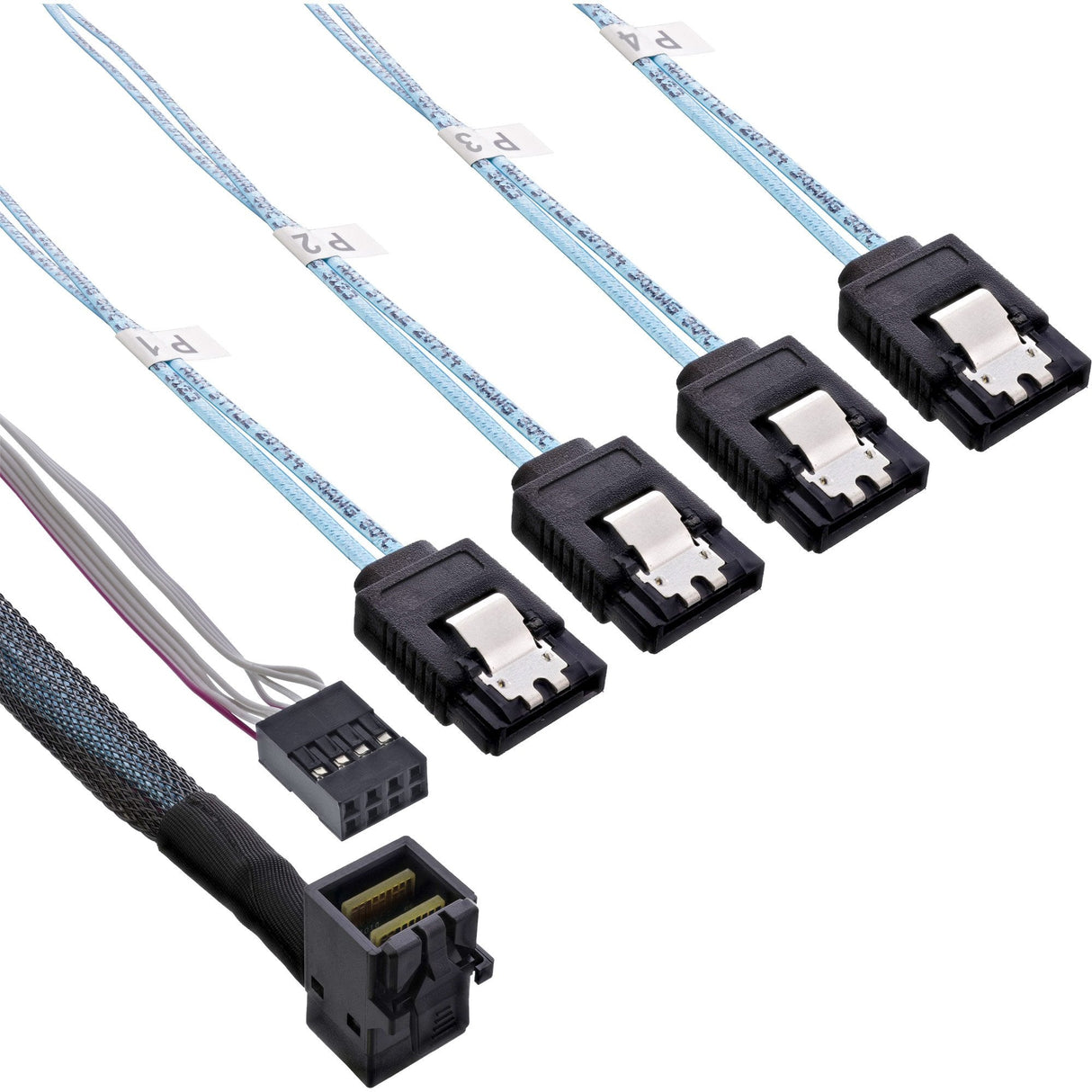 Inline® Mini Sas Hd Cable Sff-8643 Angled A 4x Sata + Sideband 1m