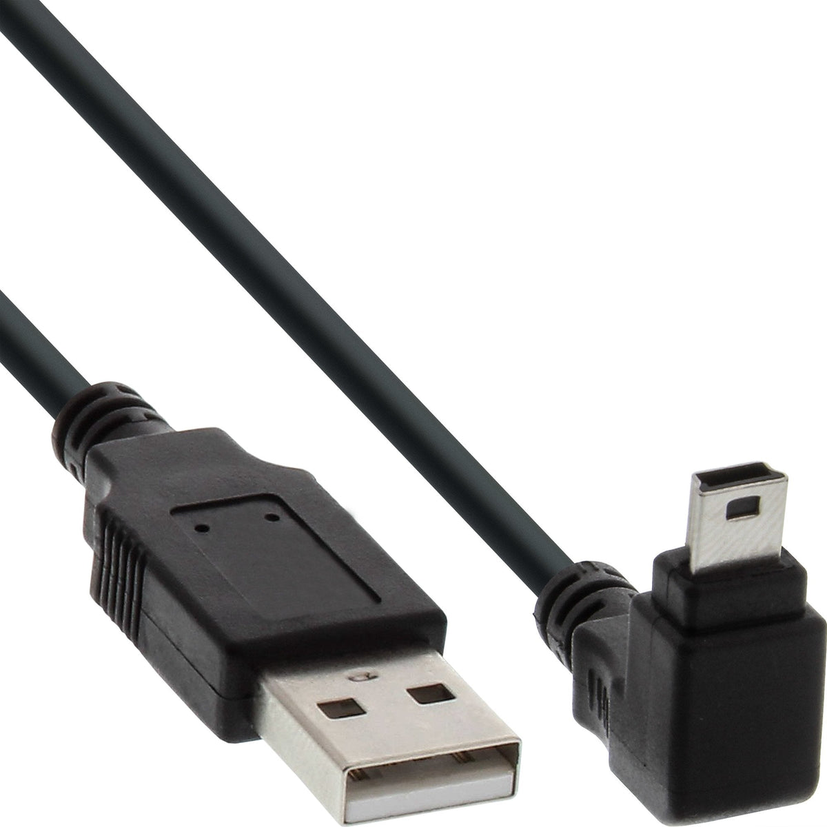 Inline Usb Tipo A Macho A Mini-Usb Macho 5 Pines Hacia Abajo En Ángulo De 90° Negro 3m