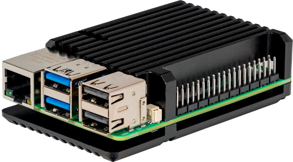 Carcasa De Aluminio Joy-It Para Raspberry Pi 5 Negra, Armor Case Block Rb-Alucasep5-07