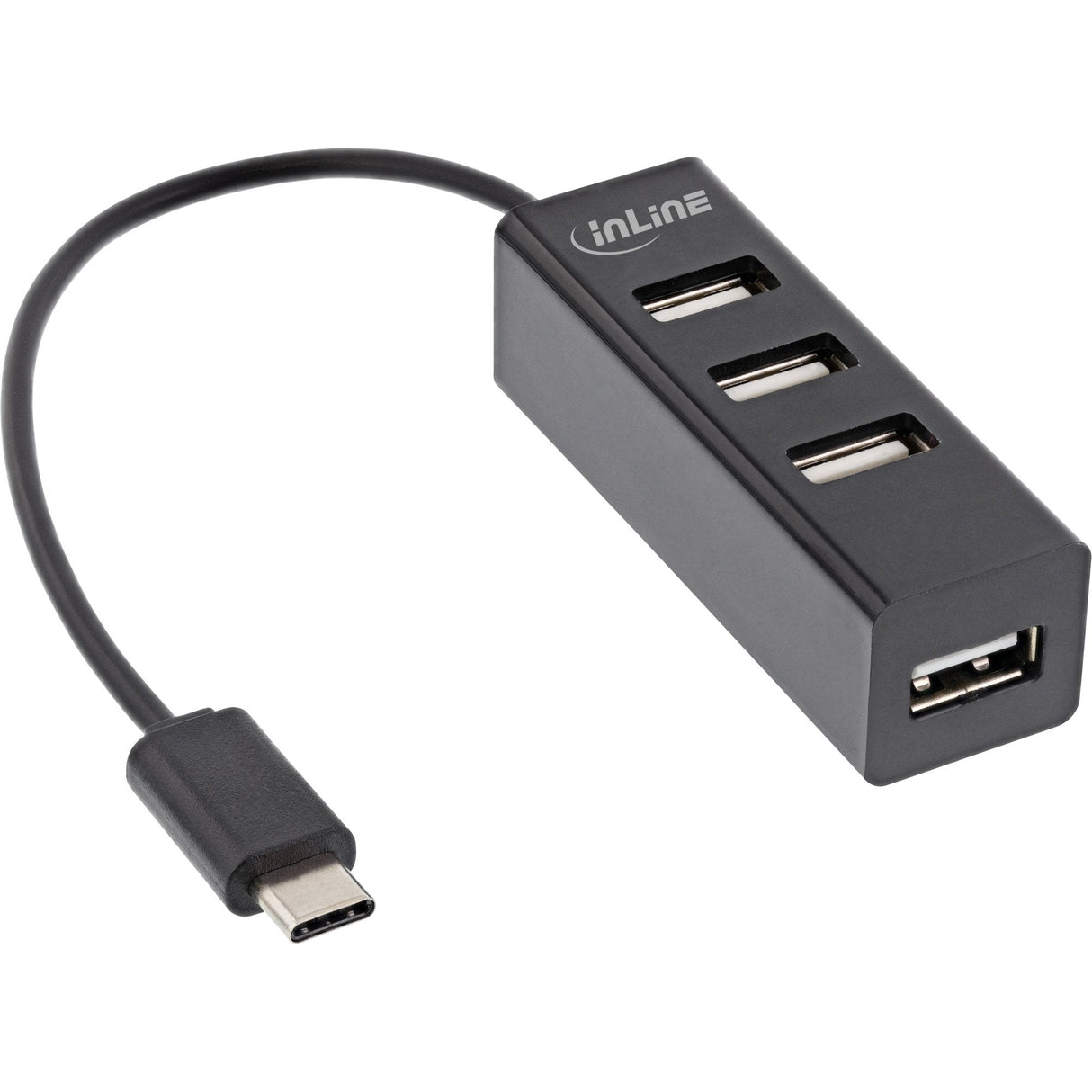 Inline® Usb 2.0, 4-Port Hub, Usb-C Macho A 4x Usb-A Female, Black, 15cm, Slim Design