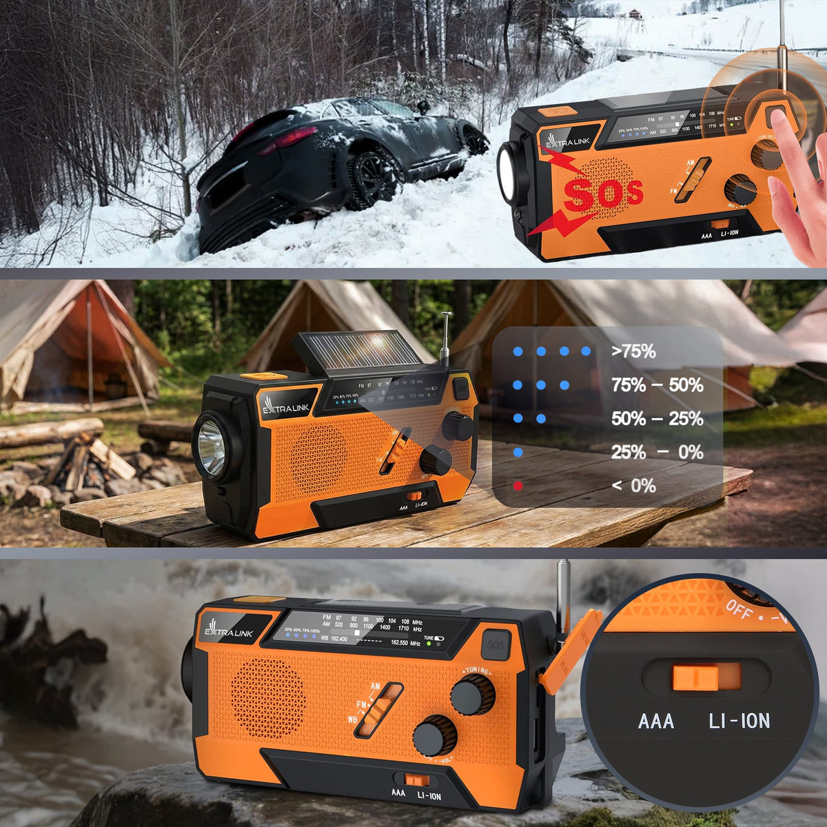 EAN 5904960293746 - Extralink RADIO AWARYJNE SOLARNE Z KORBKA DYNAMO POWERBANK 4000MAH Z LATARKA SOS SR-4000 Portátil Analógi imagen 35