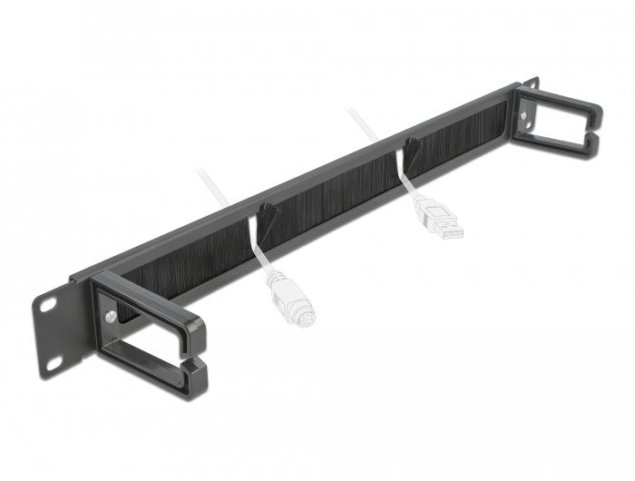 Delock 19? Organizador De Cables Regleta De Cepillo Con 2 Soportes 1 He Negro