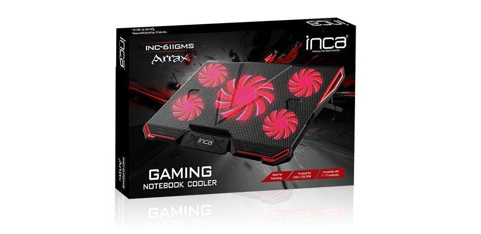 Base Refrigeradora Portatil Inca Arrax Gaming Notebook Cooler 5x Fan